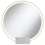 Jocelyn Round Table Top LED Vanity Mirror White Marble Base Chrome Frame