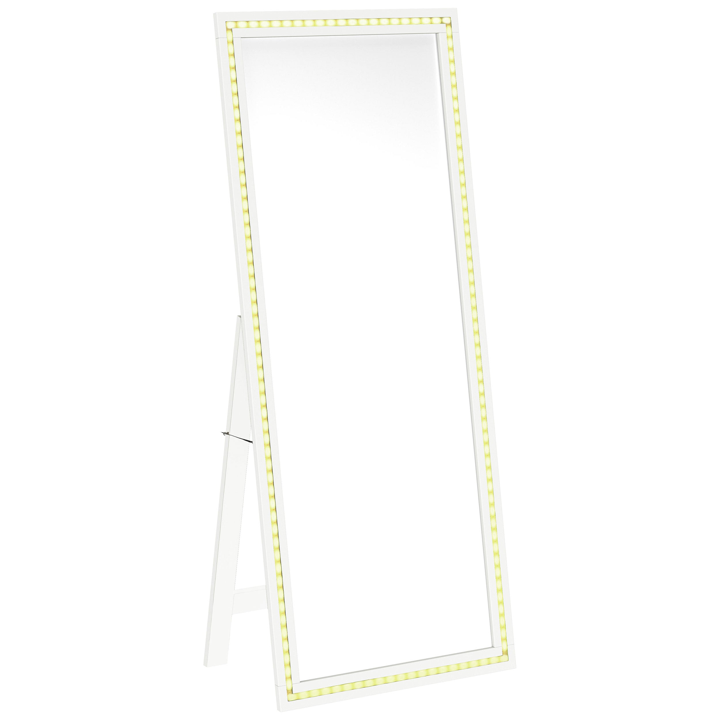 Windrose 28 x 67 Inch Tempered LED Standing Mirror White