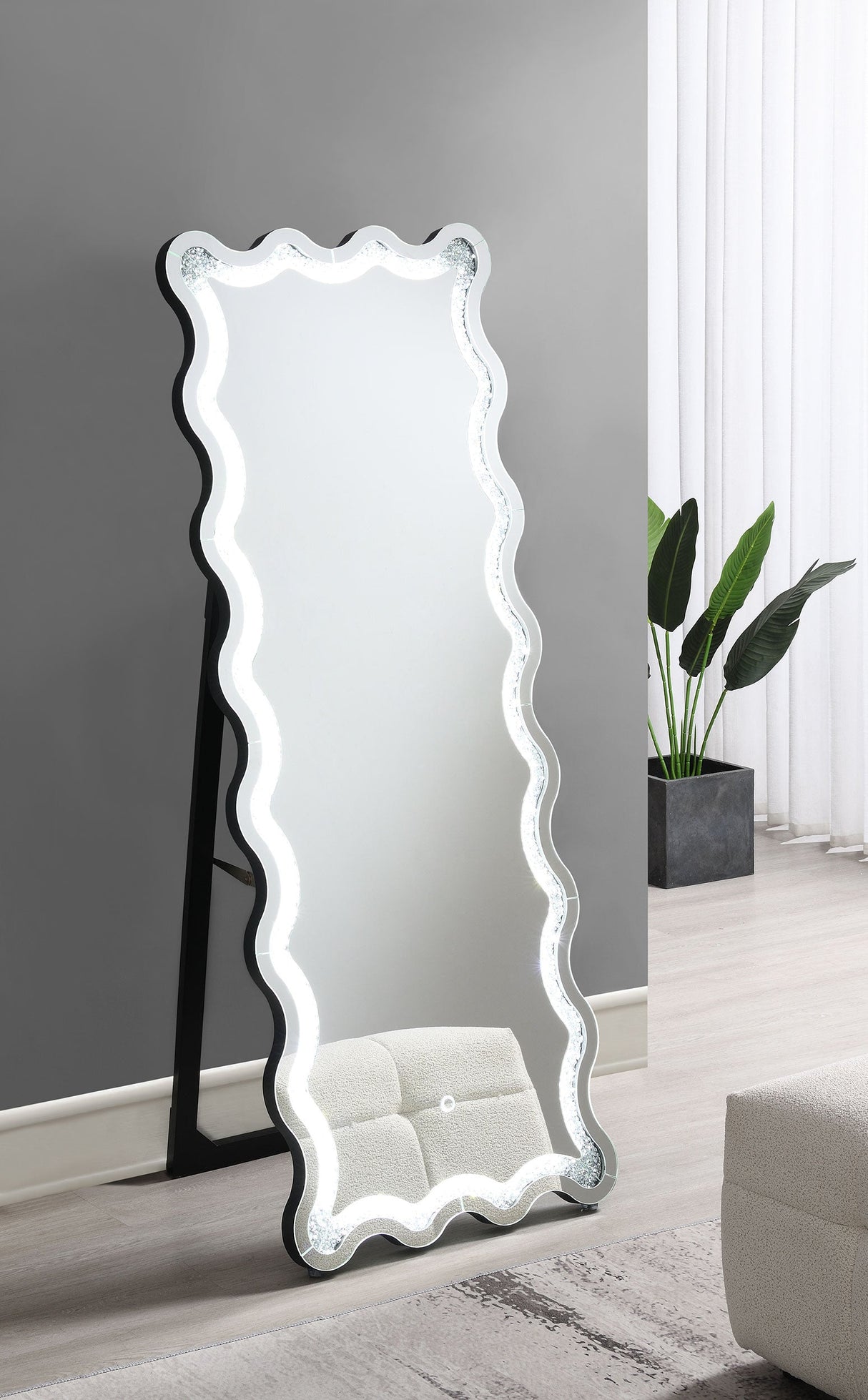 Brixey 24 x 63 Inch LED Lighting Standing Floor Mirror Black