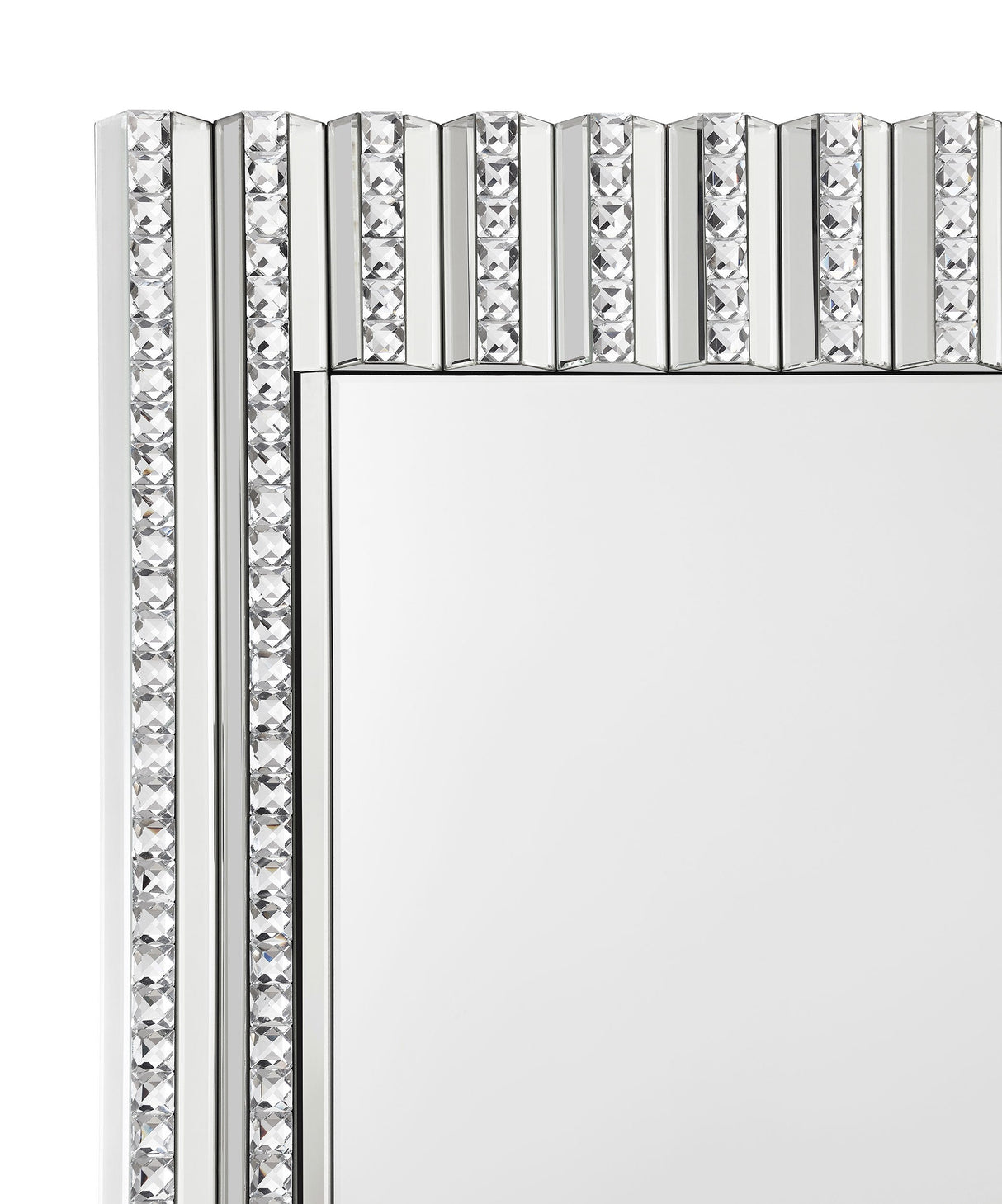 Aideen Rectangular Wall Mirror with Vertical Stripes of Faux Crystals