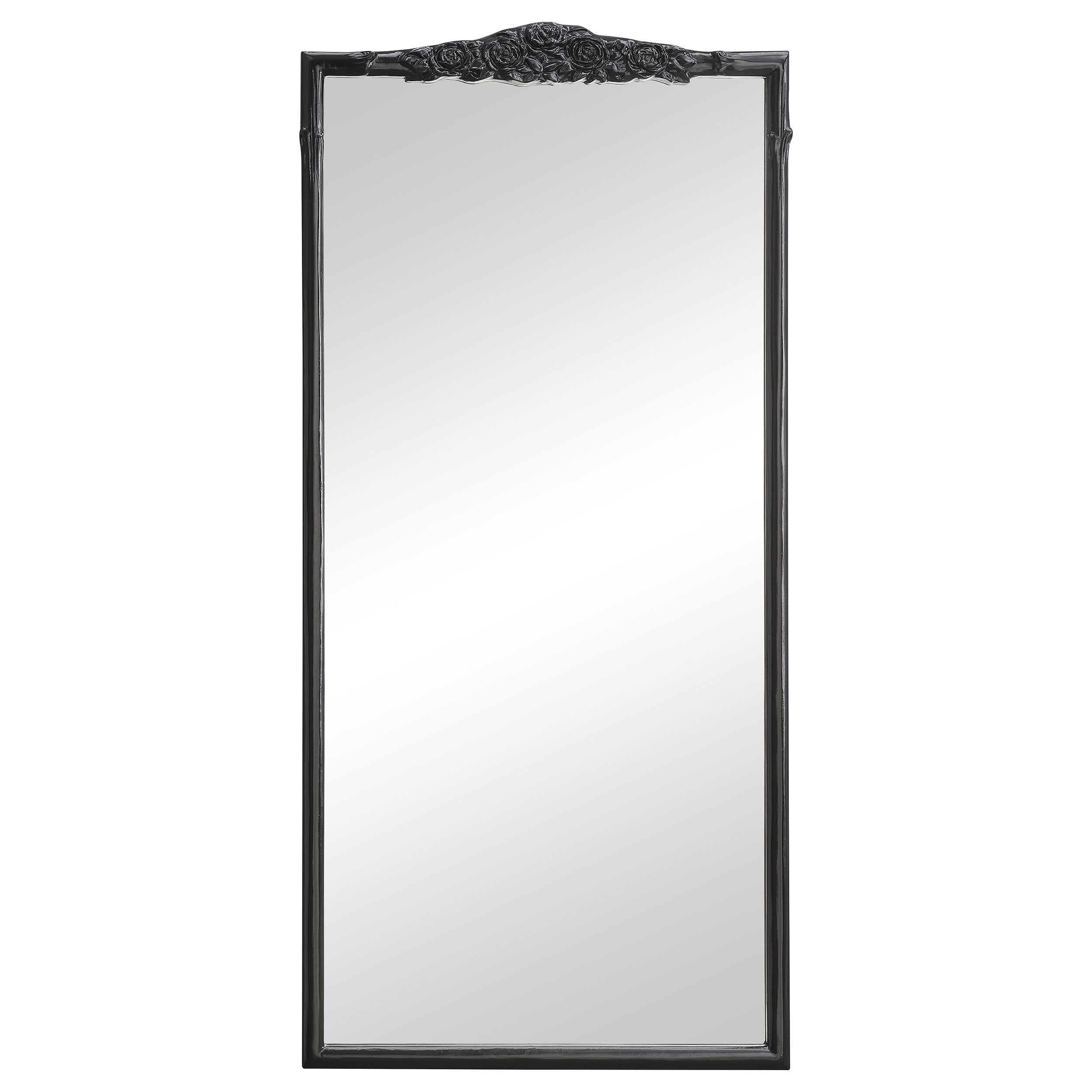 Sylvie French Provincial Rectangular Floor Mirror Black