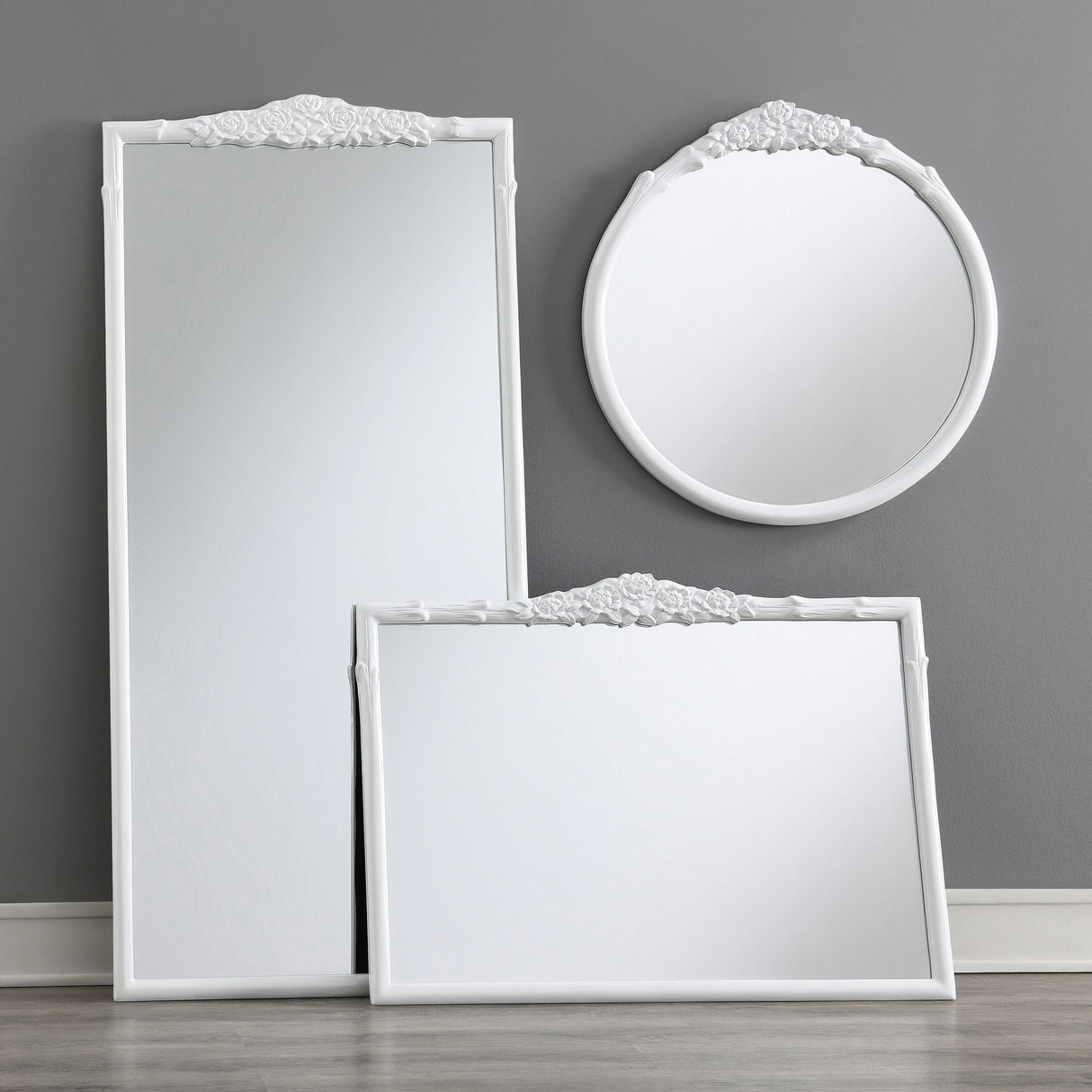 Sylvie French Provincial Rectangular Floor Mirror White