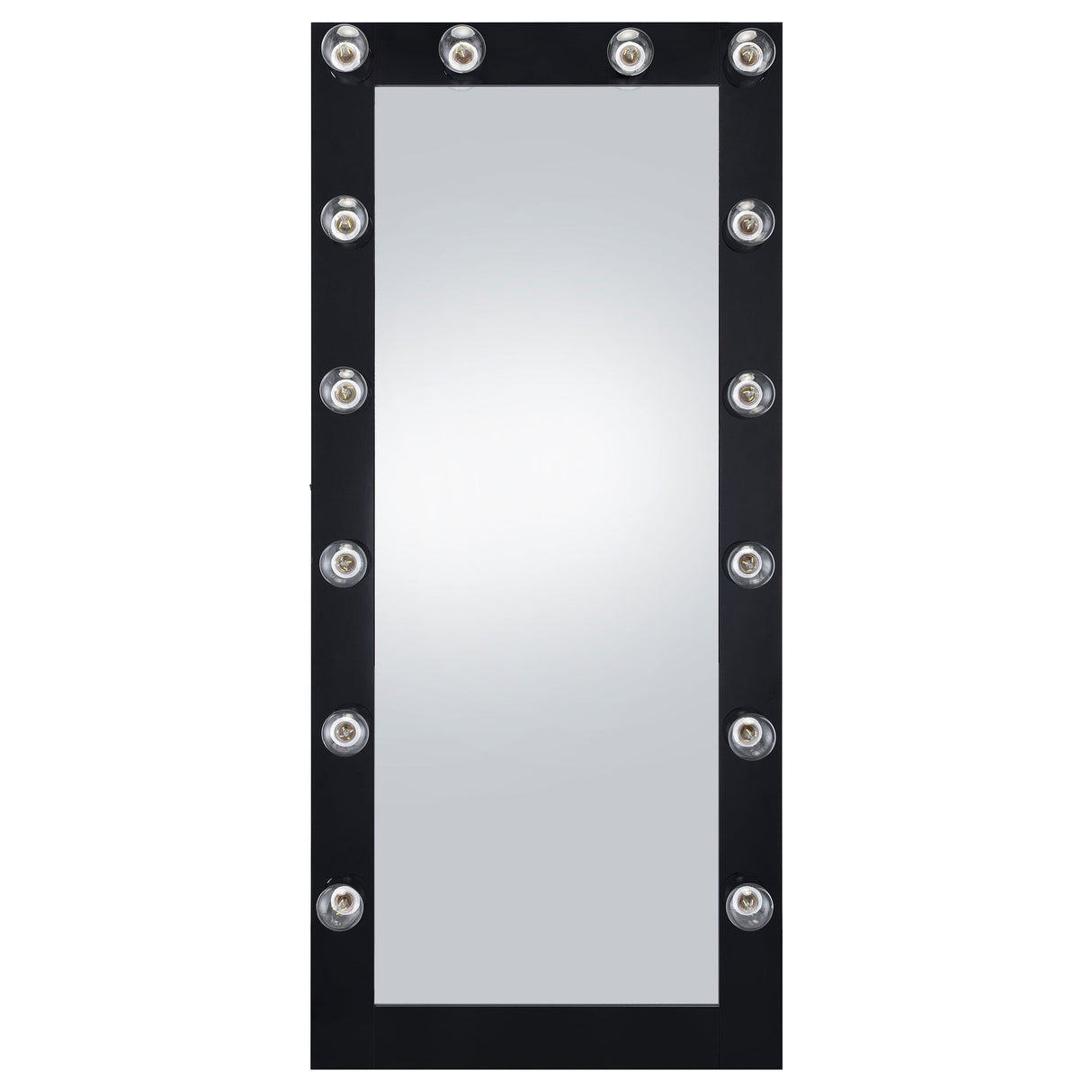 Zayan Full Length Floor Mirror With Lighting Black High Gloss