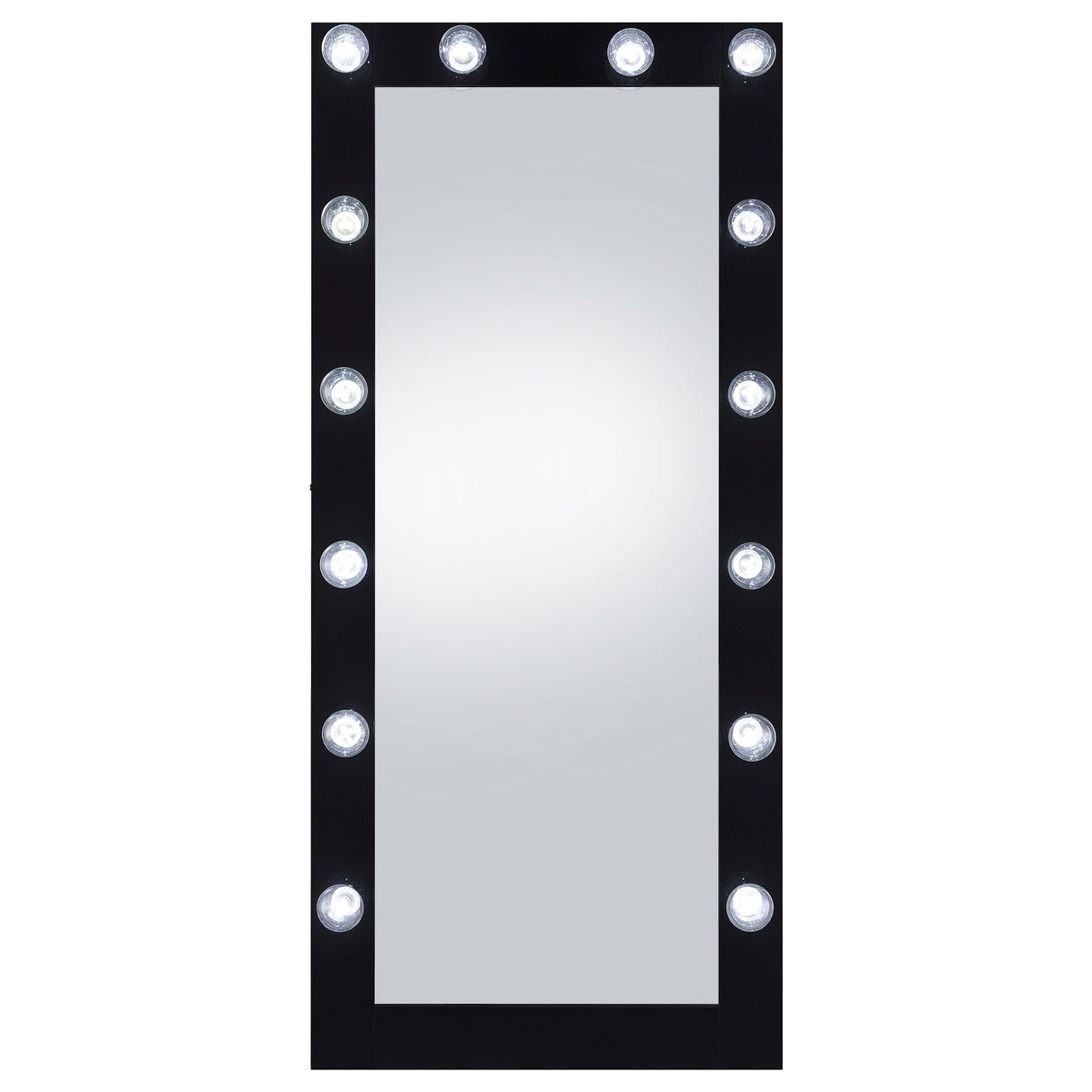 Zayan Full Length Floor Mirror With Lighting Black High Gloss