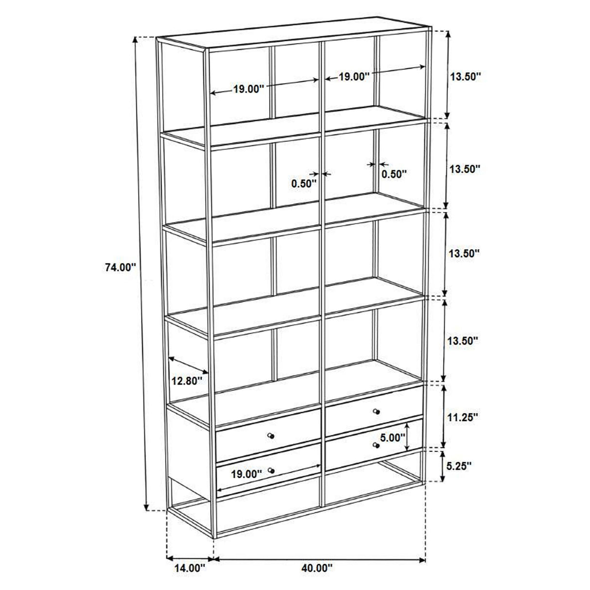 Belcroft 4-drawer Etagere Natural Acacia and Black