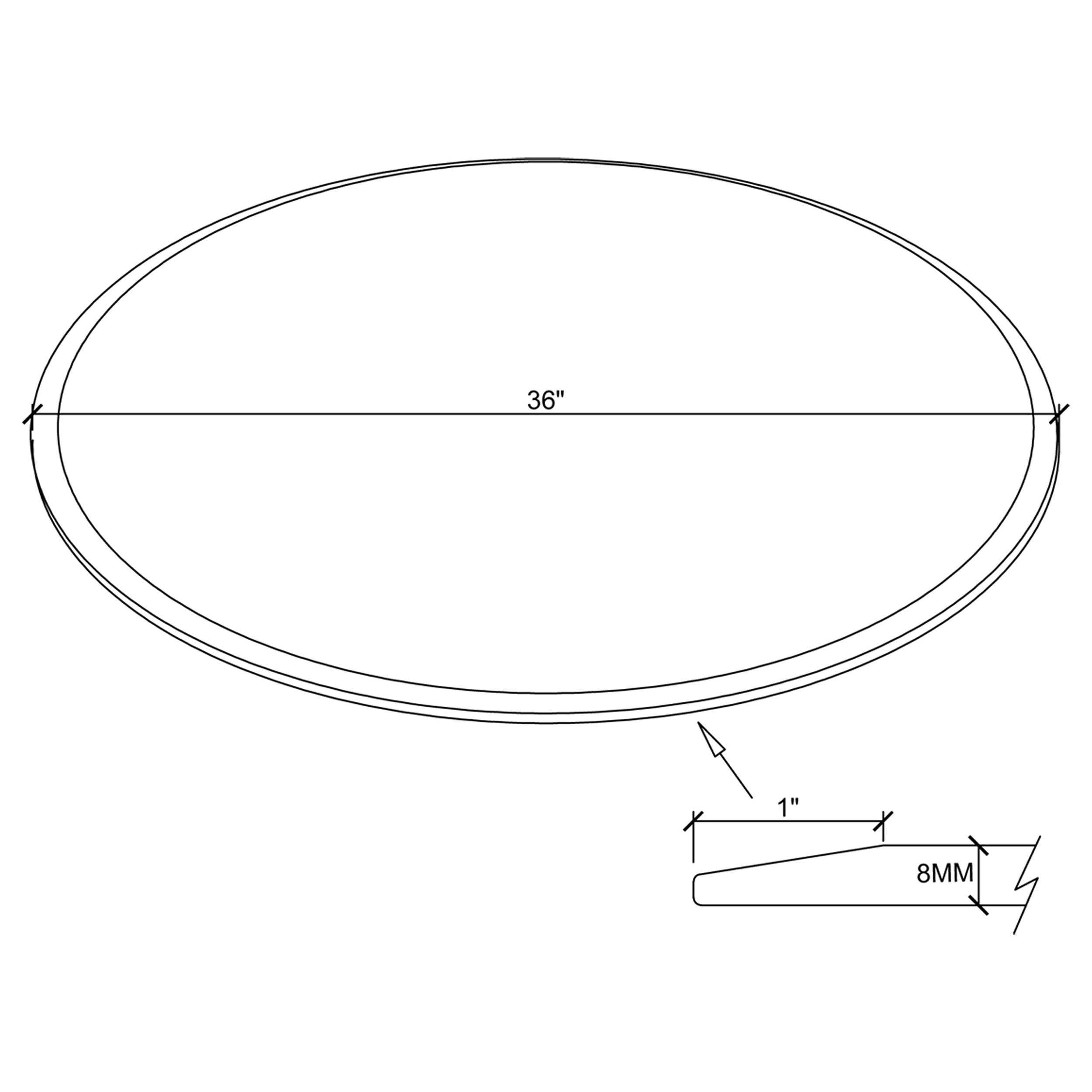 36-inch 8mm Round Clear Tempered Glass Top