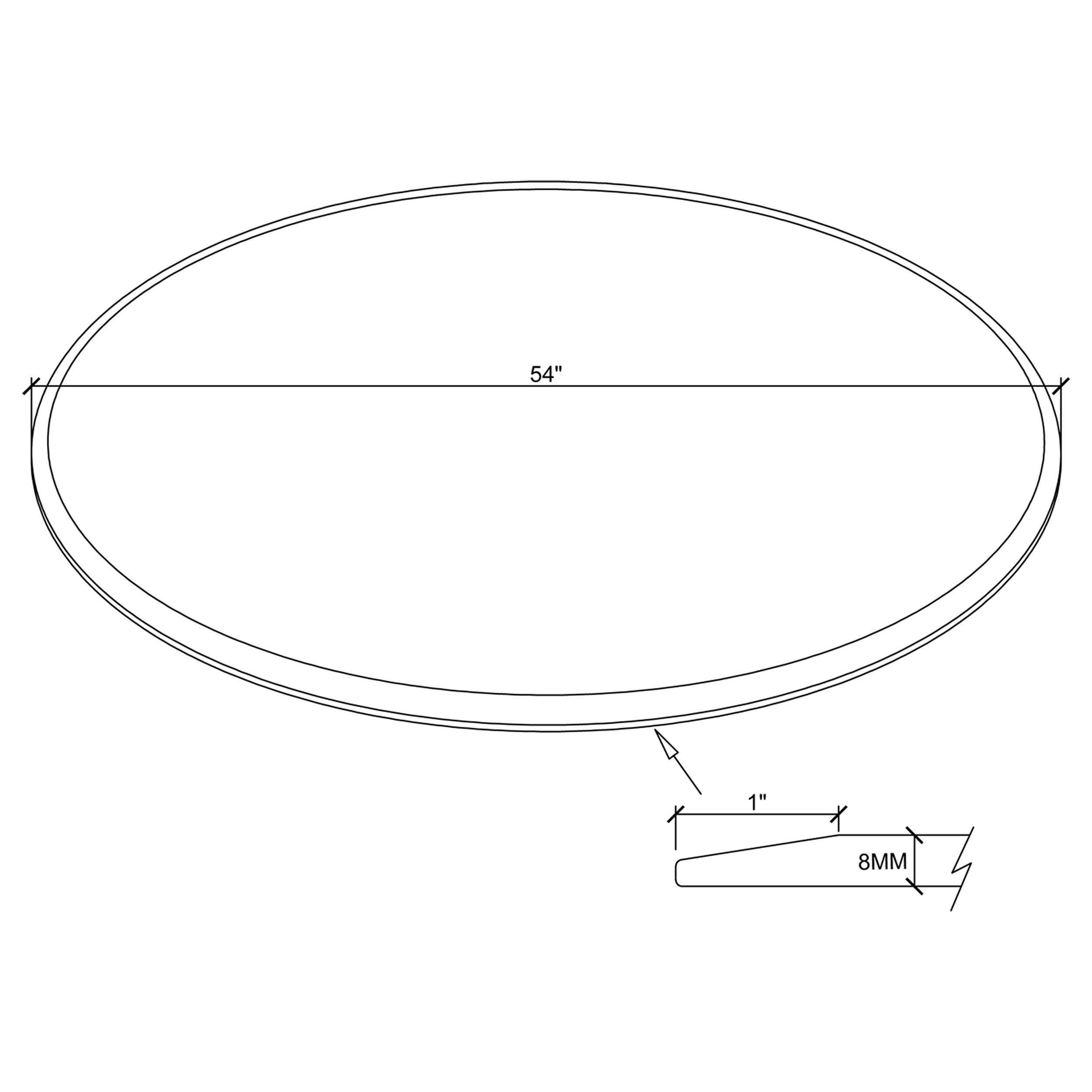 54-inch 8mm Round Clear Tempered Glass Top