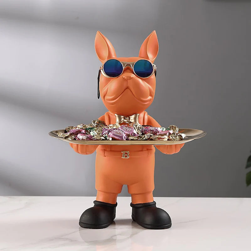 ArtZ® At Your Service Bulldog Sculpture And Tray