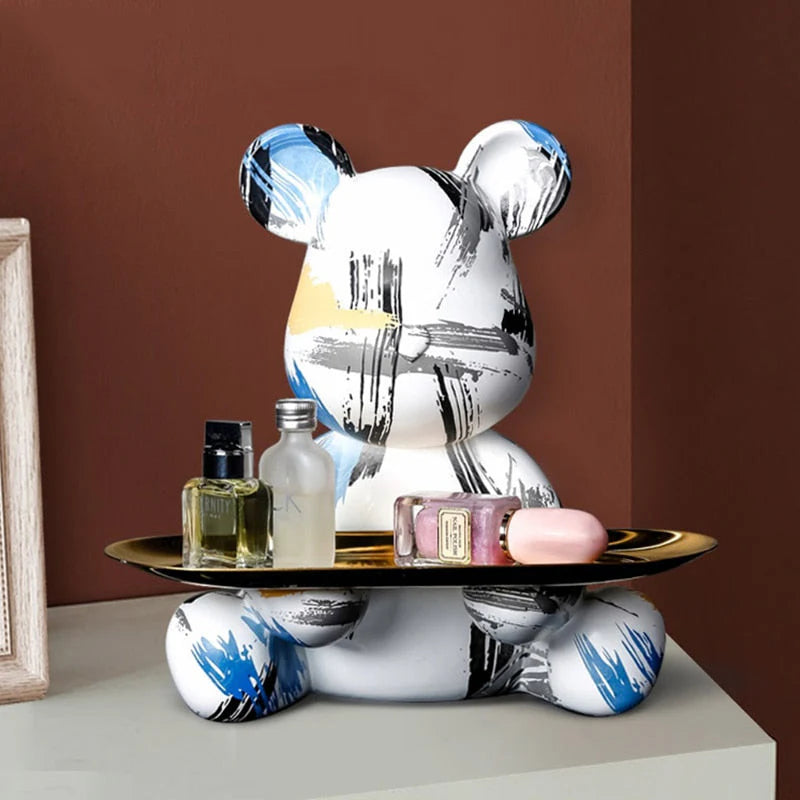 ArtZ® Bear Graffiti Painted Sculpture Table Tray