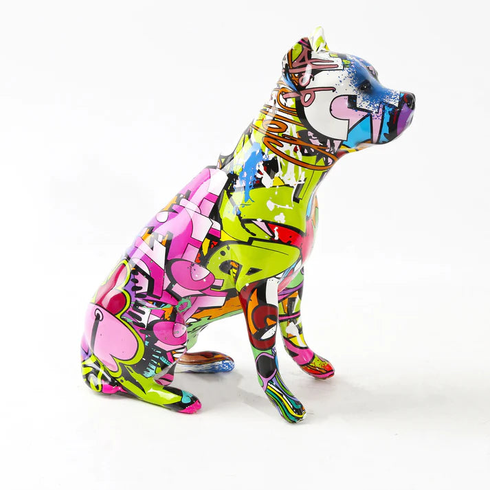 ArtZ® Staffordshire Terrier Graffiti Painted Statue