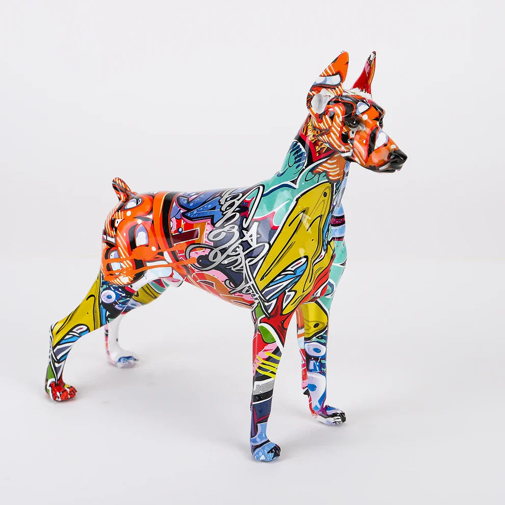 ArtZ® Standing Doberman Pinscher Graffiti Painted Sculpture