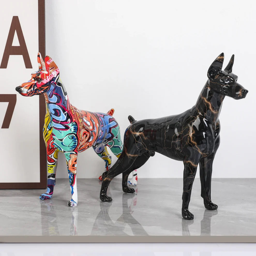 ArtZ® Standing Doberman Pinscher Graffiti Painted Sculpture