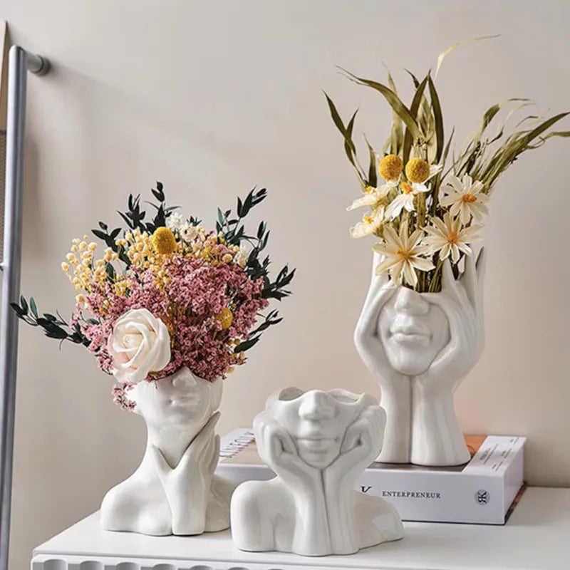 ArtZ® Nordic Face Vase Sculptures