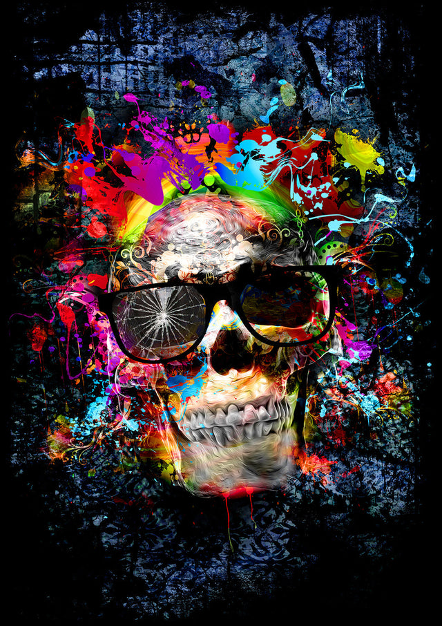 SF1608 - Color Me Skull Tempered Glass Wall Art - Walo Furniture (Chicago, Illinois)