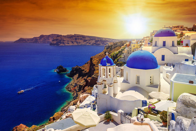 SF1748 - Santorini Sunset Tempered Glass Wall Art - Walo Furniture (Chicago, Illinois)