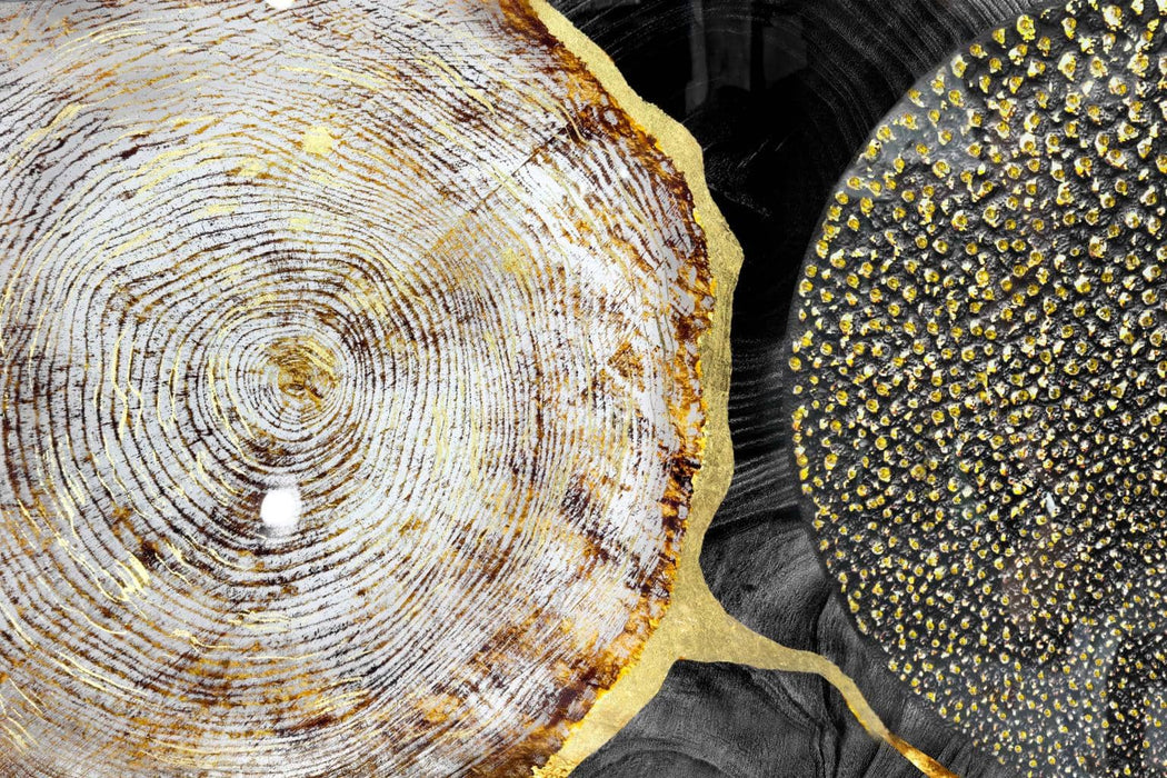 SF1850R Tempered Glass w/ Foil & Rhinestones – Abstract Gold Circles