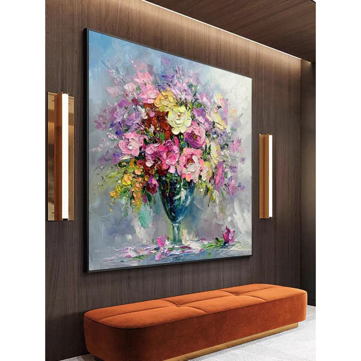 ArtZ® Happy Flowers Hand Painted Oil Painting On Canvas