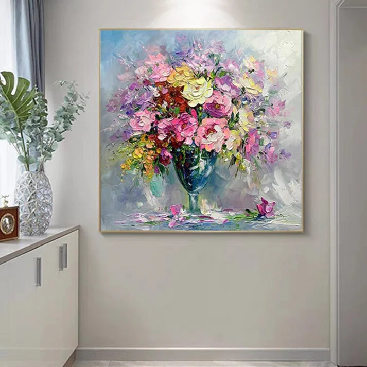 ArtZ® Happy Flowers Hand Painted Oil Painting On Canvas