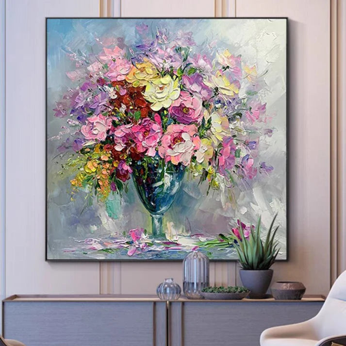 ArtZ® Happy Flowers Hand Painted Oil Painting On Canvas