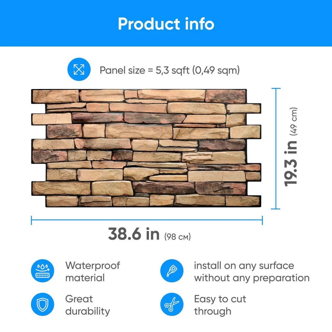 ArtZ® Natural Slate Style Wall Panels (Set of 20 Panels)