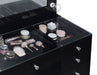 Acena 7 - drawer Vanity Set with Lighting Black High Gloss - Walo Furniture