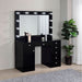 Acena 7 - drawer Vanity Set with Lighting Black High Gloss - Walo Furniture