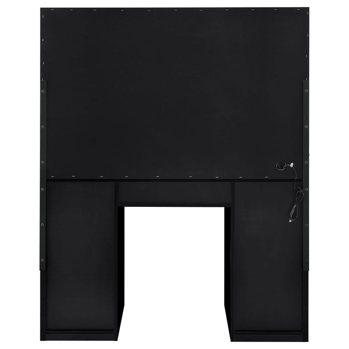 Acena 7 - drawer Vanity Set with Lighting Black High Gloss - Walo Furniture