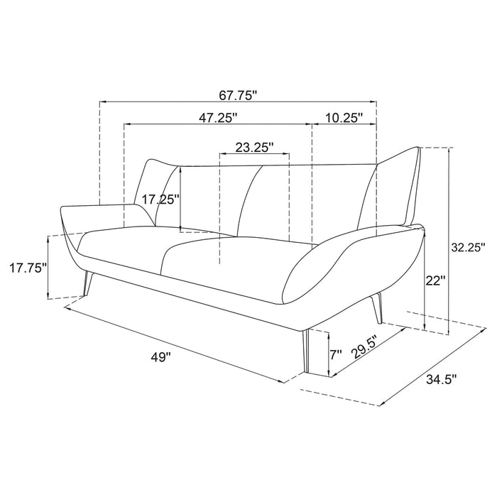 Acton 2 - piece Upholstered Flared Arm Sofa Set Teal Blue - Walo Furniture