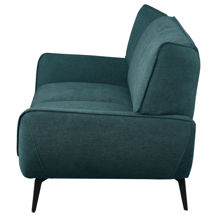 Acton Upholstered Flared Arm Loveseat Teal Blue - Walo Furniture