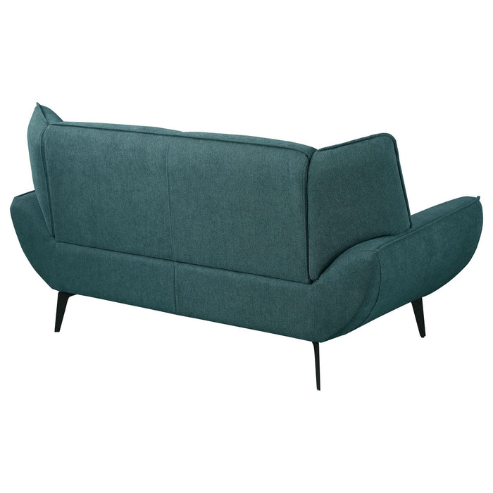 Acton Upholstered Flared Arm Loveseat Teal Blue - Walo Furniture