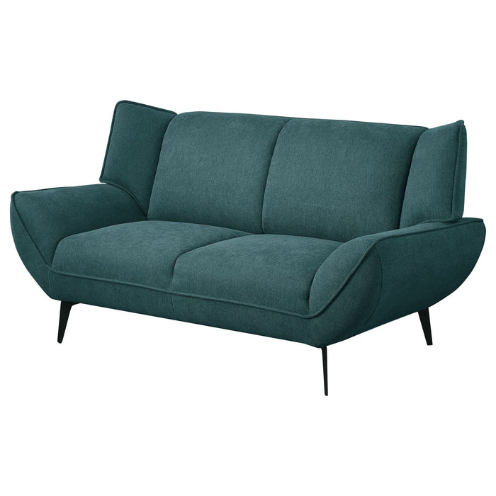 Acton Upholstered Flared Arm Loveseat Teal Blue - Walo Furniture