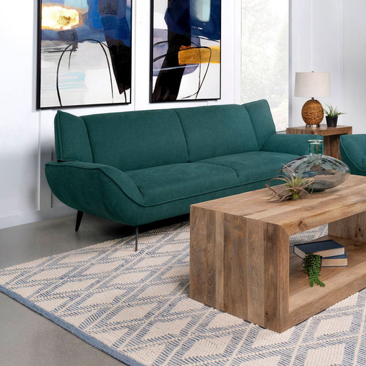 Acton Upholstered Flared Arm Sofa Teal Blue - Walo Furniture