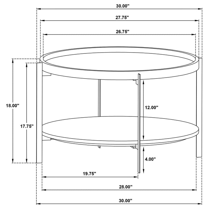 Adhvik Round Wood Top Marble Shelf Coffee Table Natural - Walo Furniture