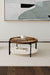 Adhvik Round Wood Top Marble Shelf Coffee Table Natural - Walo Furniture