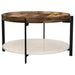 Adhvik Round Wood Top Marble Shelf Coffee Table Natural - Walo Furniture