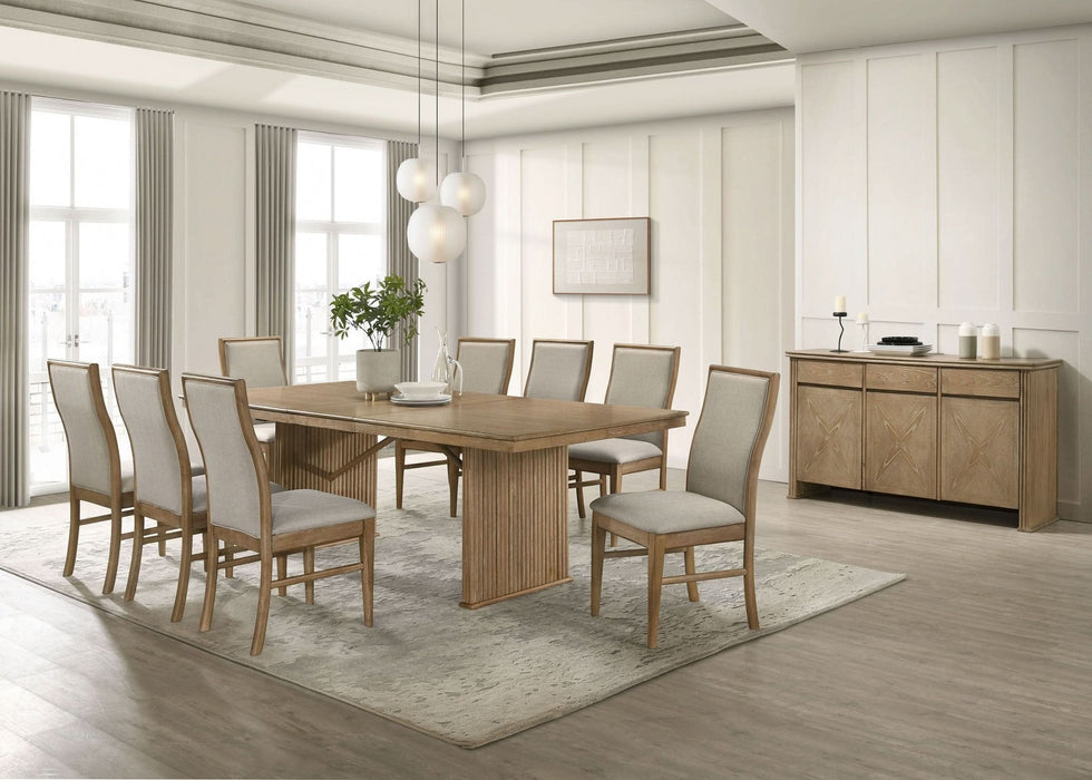 Adina 10 - piece Extension Dining Set Distressed Light Brown - Walo Furniture