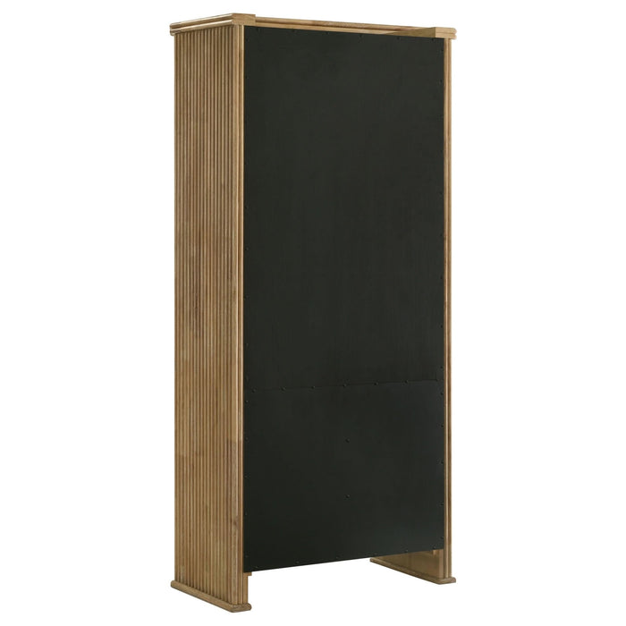 Adina 77 - inch Tall Display Cabinet Distressed Light Brown - Walo Furniture