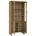 Adina 77 - inch Tall Display Cabinet Distressed Light Brown - Walo Furniture