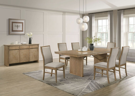 Adina 8 - piece Extension Dining Set Distressed Light Brown - Walo Furniture