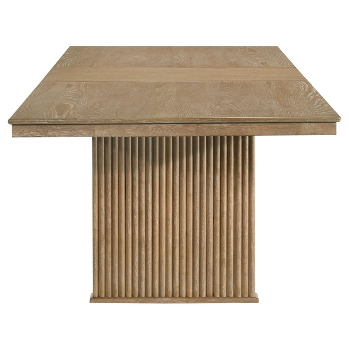 Adina 89 - inch Extension Dining Table Distressed Light Brown - Walo Furniture