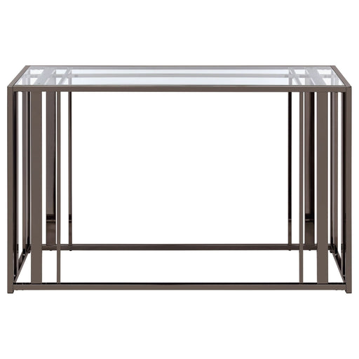 Adri Glass Top Entryway Sofa Console Table Black Nickel - Walo Furniture