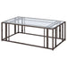 Adri Rectangular Glass Top Coffee Table Black Nickel - Walo Furniture