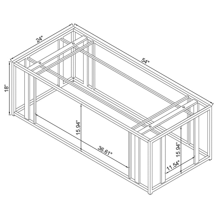 Adri Rectangular Glass Top Coffee Table Black Nickel - Walo Furniture