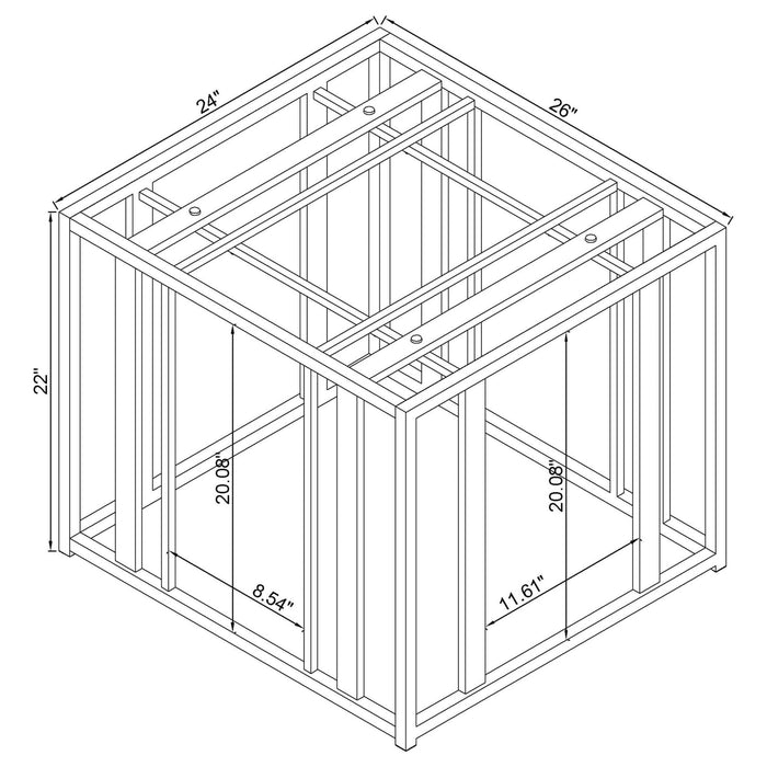 Adri Rectangular Glass Top Side End Table Black Nickel - Walo Furniture