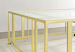 Adri Square Glass Top Coffee Table with Casters Matte Brass - Walo Furniture