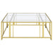 Adri Square Glass Top Coffee Table with Casters Matte Brass - Walo Furniture