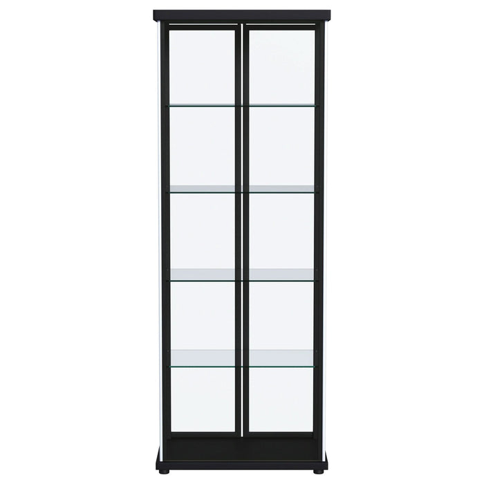 Aero 4 - shelf Display Curio Cabinet with LED Lighting Black - Walo Furniture