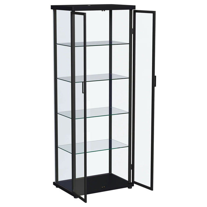 Aero 4 - shelf Display Curio Cabinet with LED Lighting Black - Walo Furniture