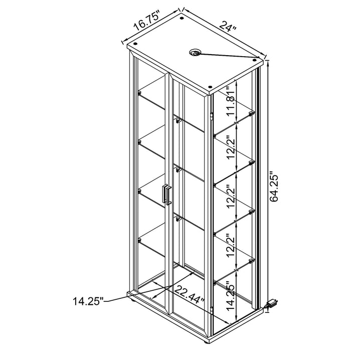 Aero 4 - shelf Display Curio Cabinet with LED Lighting Black - Walo Furniture