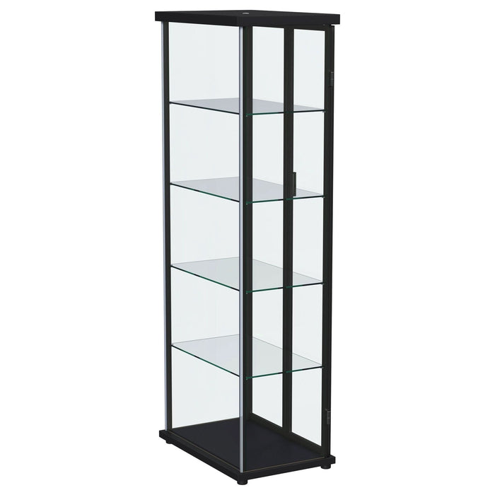 Aero 4 - shelf Display Curio Cabinet with LED Lighting Black - Walo Furniture